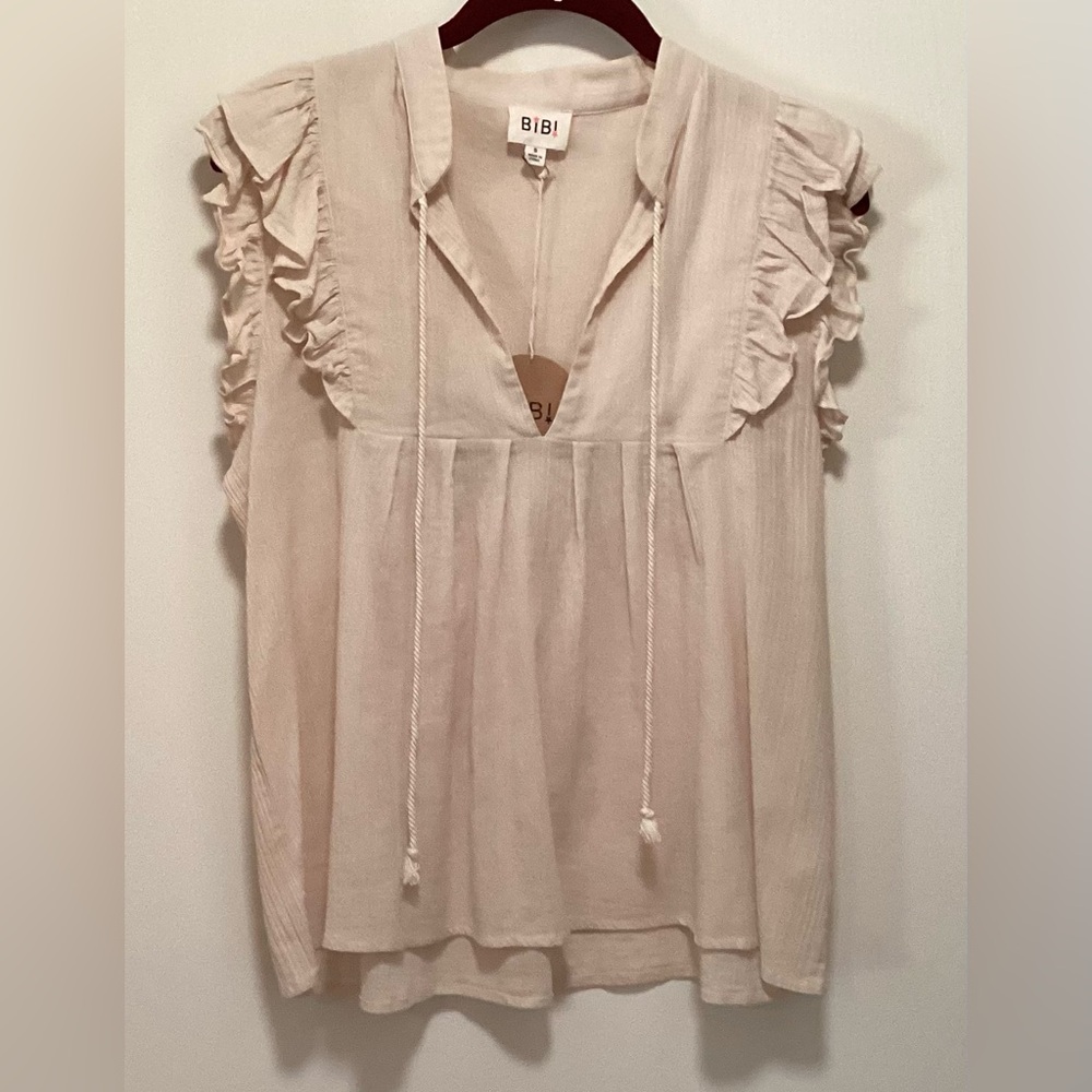 BiBi Cream Ruffle Blouse